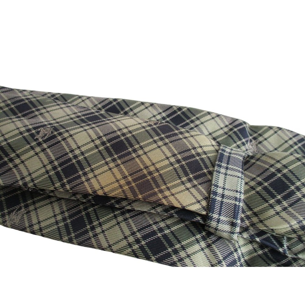 Burberrys of London Necktie Black Taupe Plaid Logo 100% Silk - Made in Italy - Picture 6 of 6